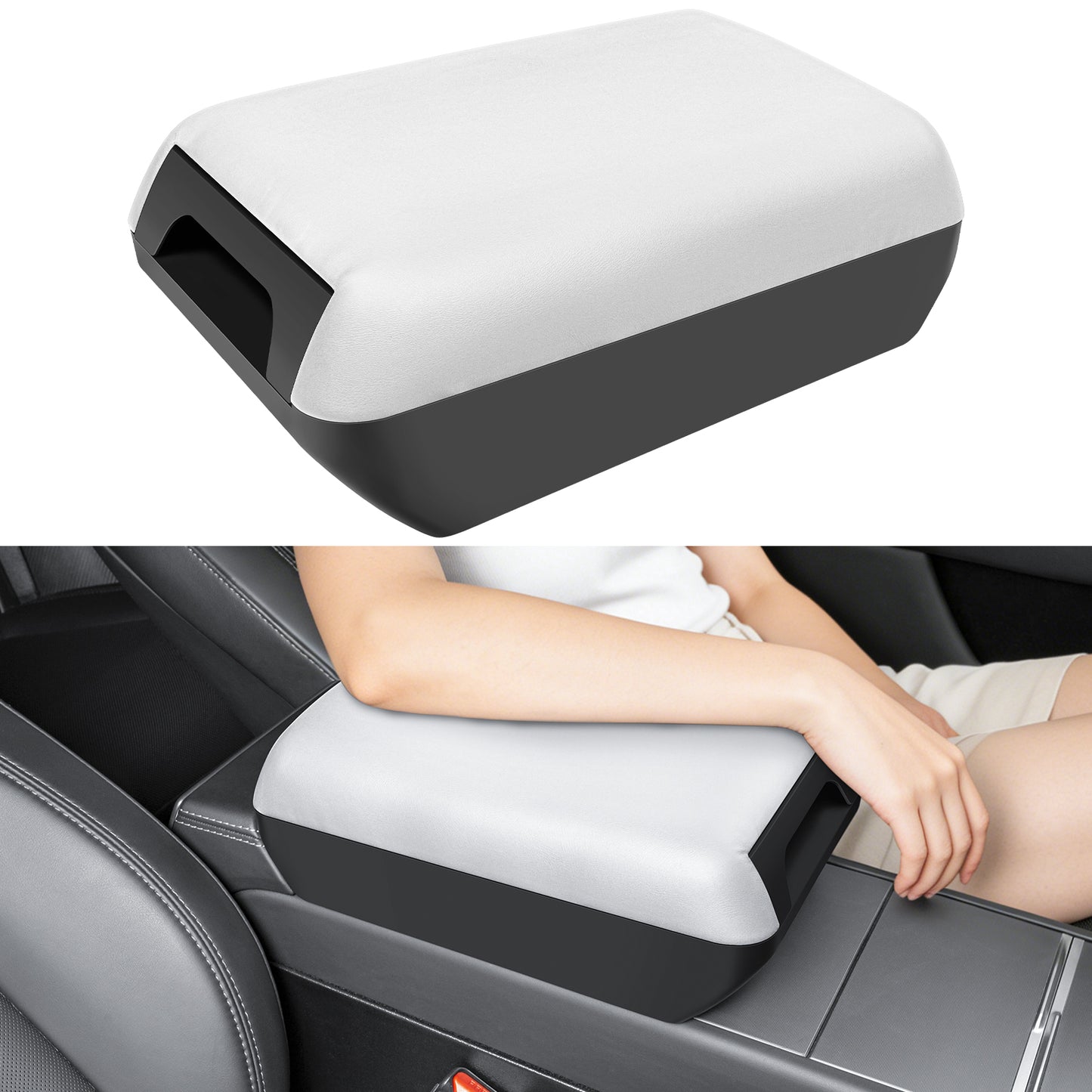 Armrest Box Cover for 2026 Tesla Model Y Juniper [Elevated] Soft PU Leather Center Console Armrest Cover Cushion for 2025-2026 New Model Y & 2024-2026 Model 3 (Standard, Premium & Performance)