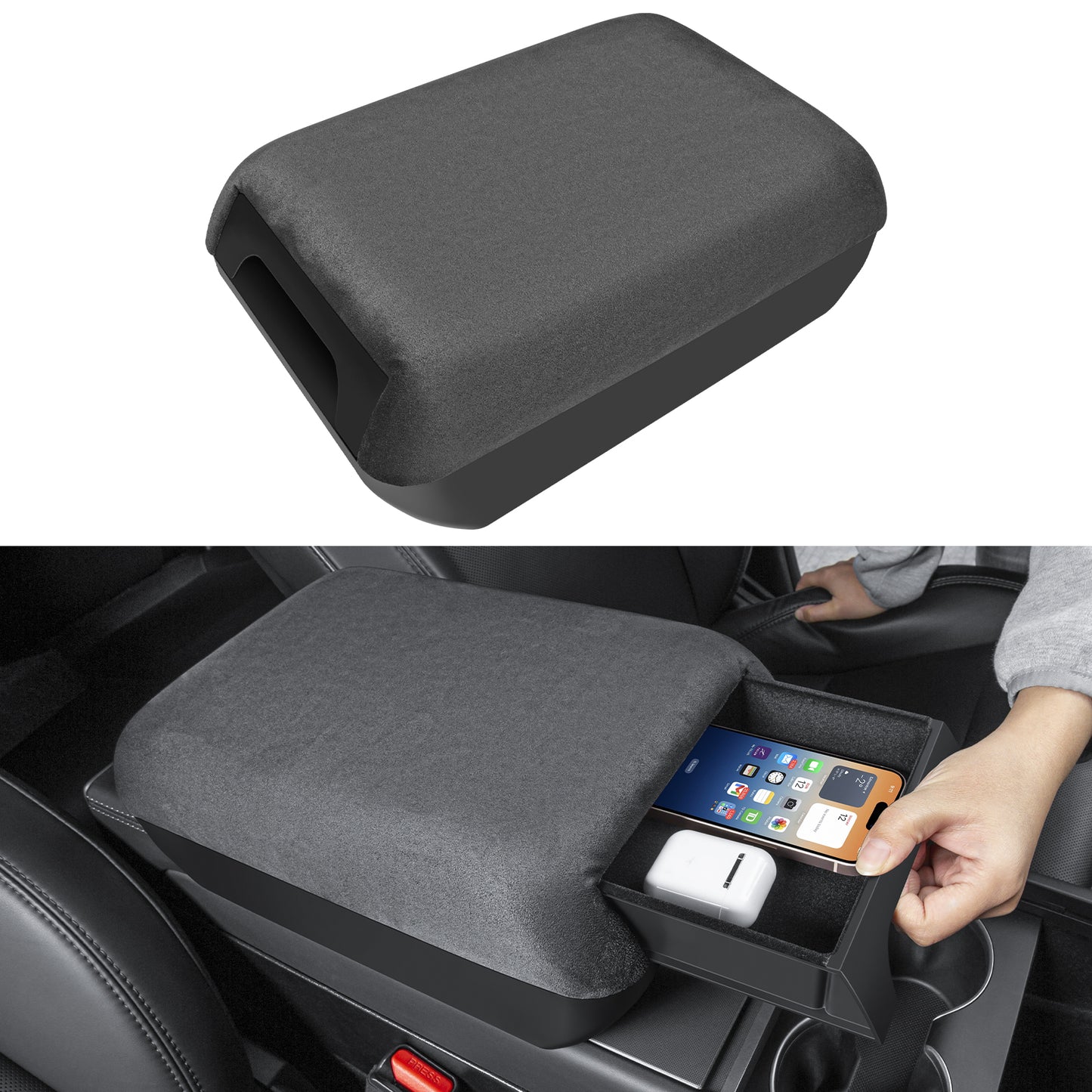 Armrest Cover Center Consolet Armrest Cover with Storage Box for Tesla New 2025-2026 Model Y Juniper and 2024-2025 Model 3 Highland Accessories