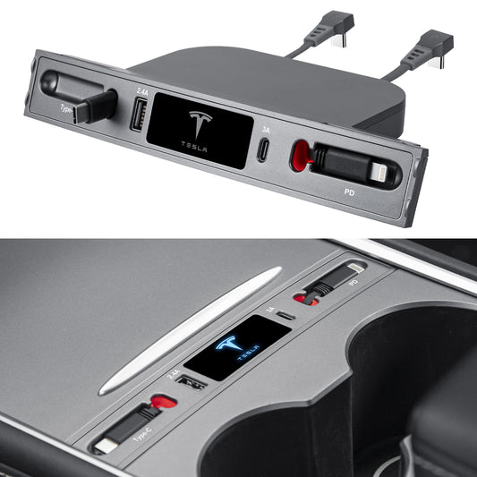 Retractable Hub Docking Station for 2017-2023 Tesla Model 3 and 2021-2025 Model Y Accessories
