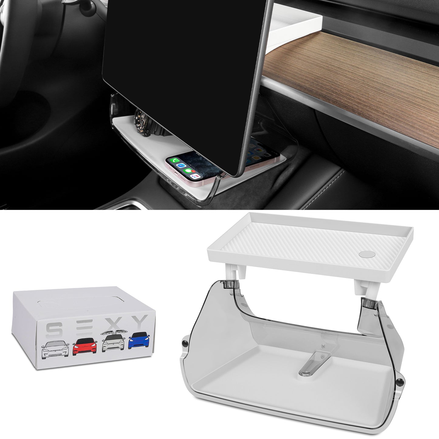 Magnetic Under Screen Storage Box for 2017-2023 Tesla Model 3 Y Accessories