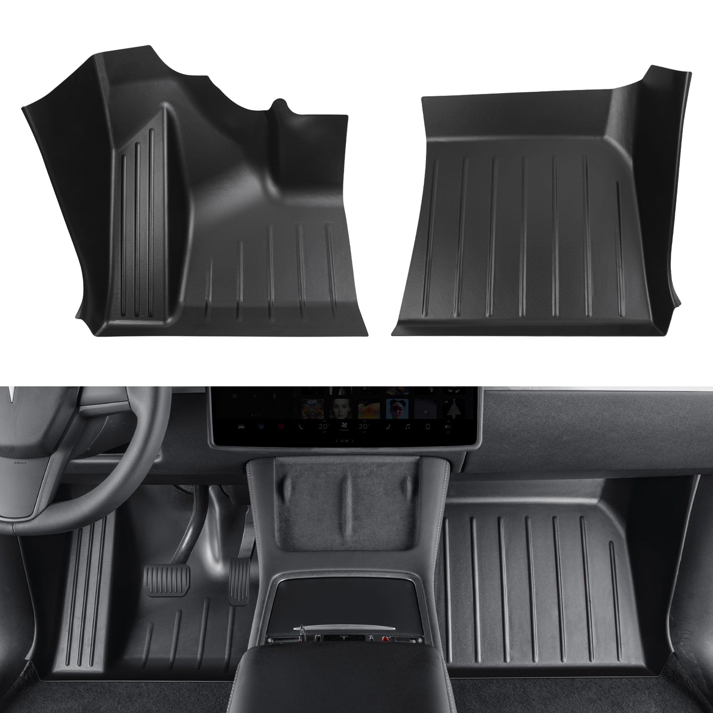 3D Floor Mats Compatible with 2021 2022 2023 Tesla Model Y(Matte Black)