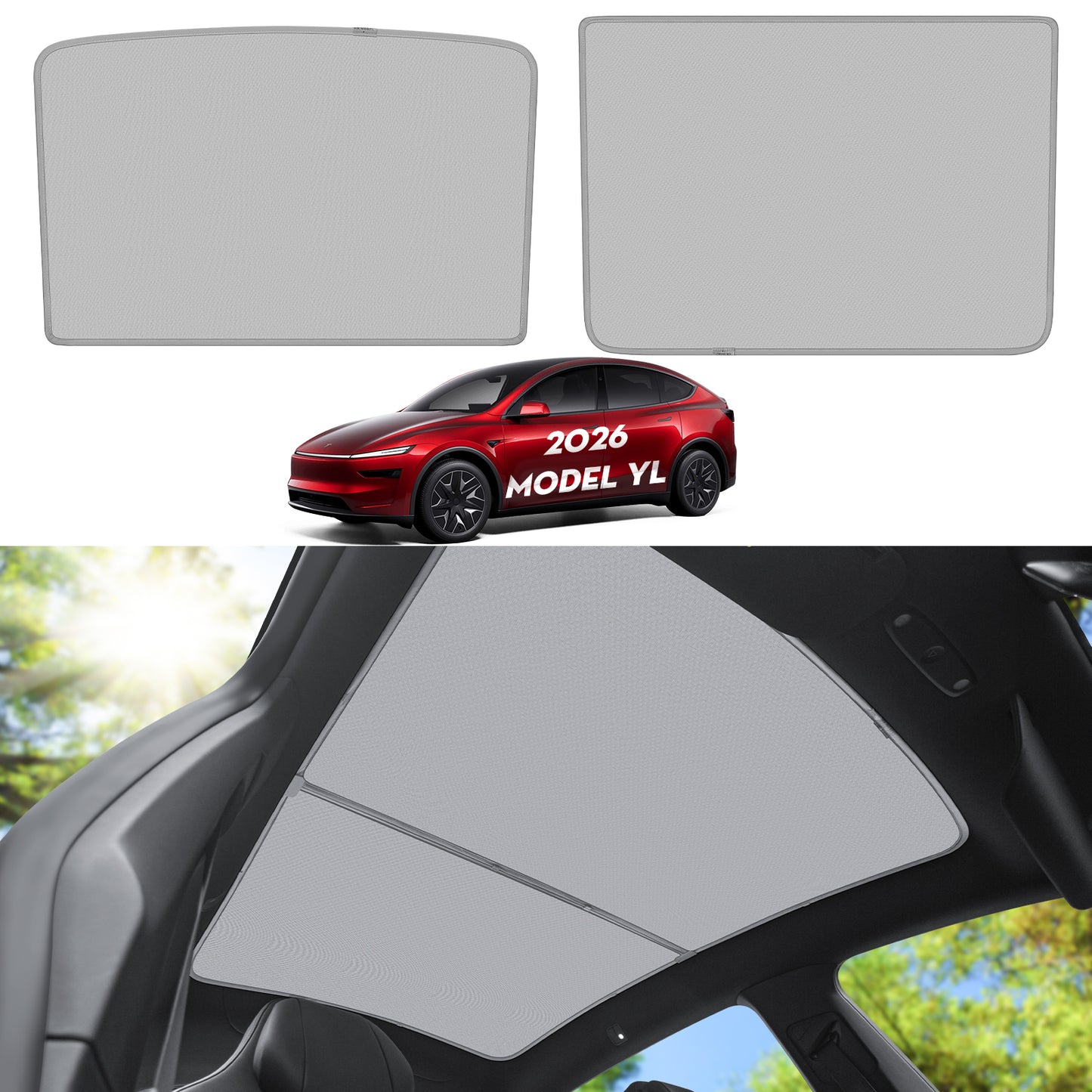 Roof Sunshade for Tesla Model YL 2026, Upgraded [Sag-Free] Sunroof Shade Roof Sun Shades for New Model YL Accessories [Heat Insulation/Reflection] 16Pcs