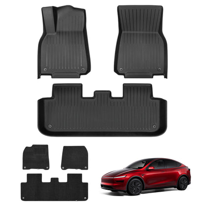 KUNIST 6PCS Carpet Floor Mats for Tesla Model Y Juniper 2025-2026  All Weather Floor Liners Full Set Front and Second Row