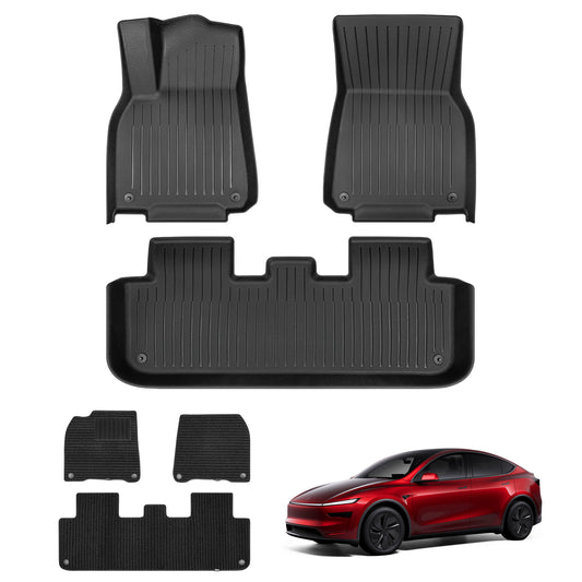 KUNIST 6PCS Carpet Floor Mats for Tesla Model Y Juniper 2025-2026  All Weather Floor Liners Full Set Front and Second Row