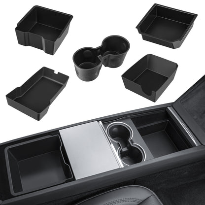 5PCS 2024 Model 3 Refresh Front + Rear Center Console Organizer Tray Cup Holder for 2024 New Tesla Model 3 Highland Accessories