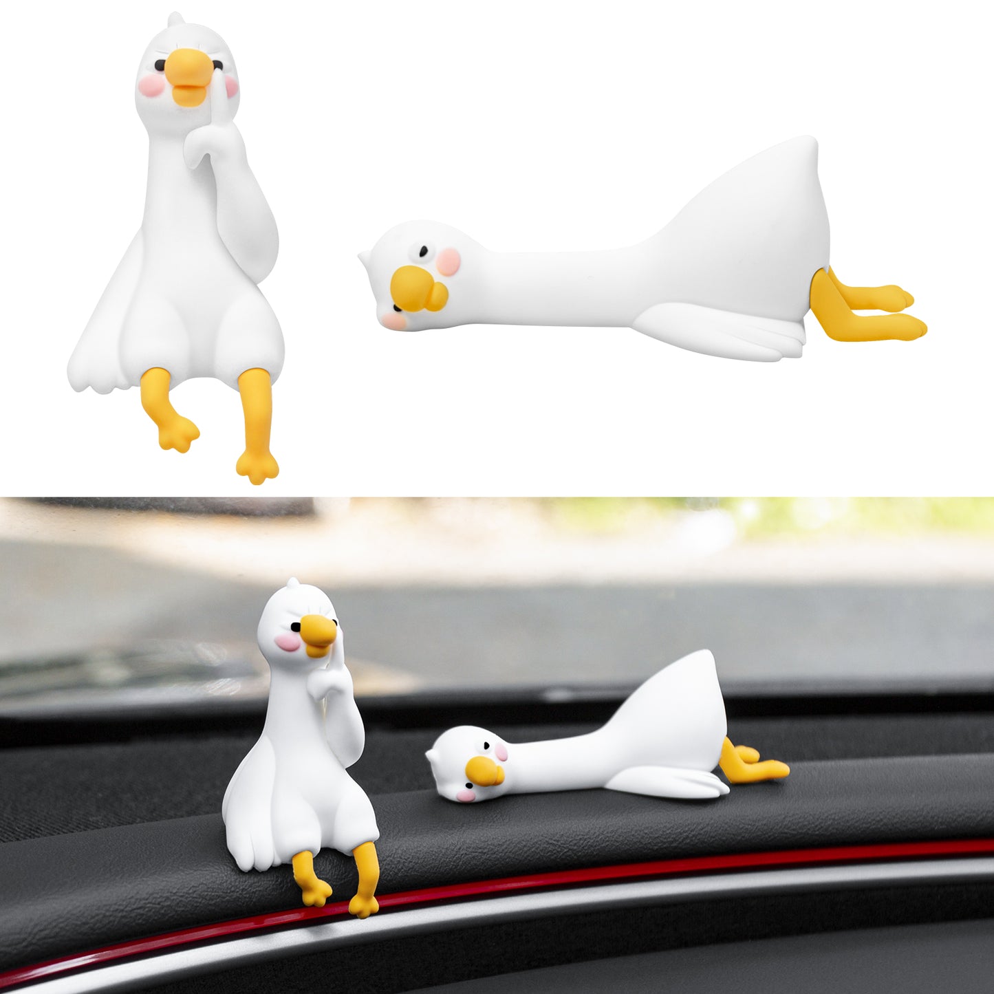 2PCS for Tesla Model Y 2026 Duck Mode Mini Dashboard Decoration Ornament Funny Decors Compatible with 2017-2026 Tesla Model 3 and New Model Y Juniper Interior Accessories
