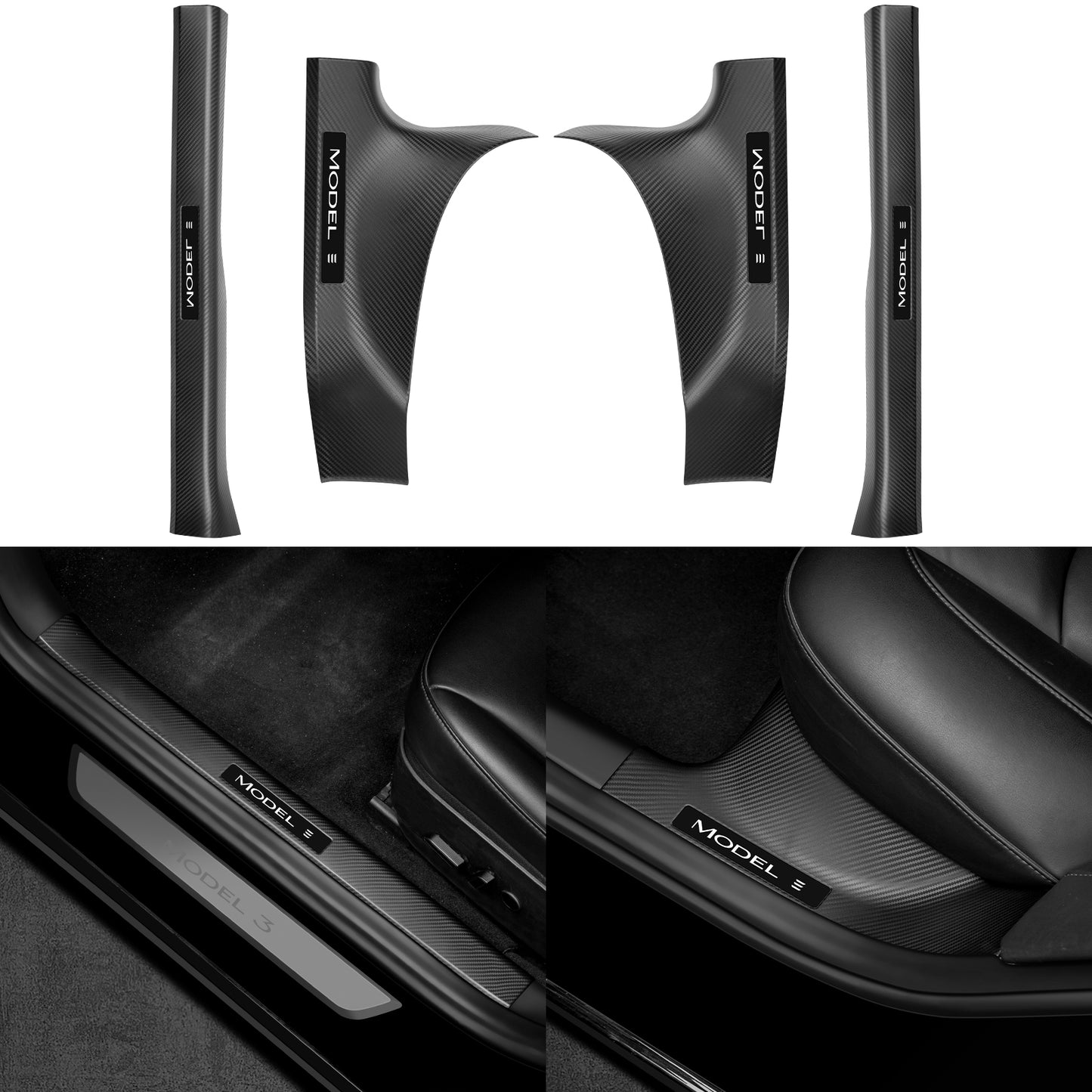 4PCS Door Sill Protector for 2017-2023 Tesla Model 3 0r Model Y Accessories(2024 Model Y made in German factories don't fit))