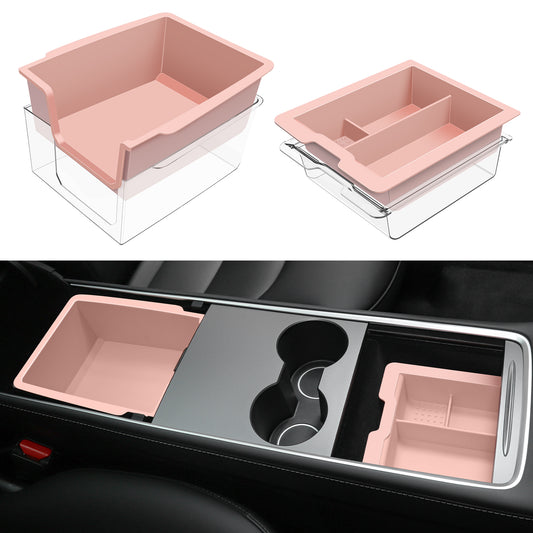 2PCS Center Console Organizer for 2023 2022 2021 Tesla Model 3 Y Accessories