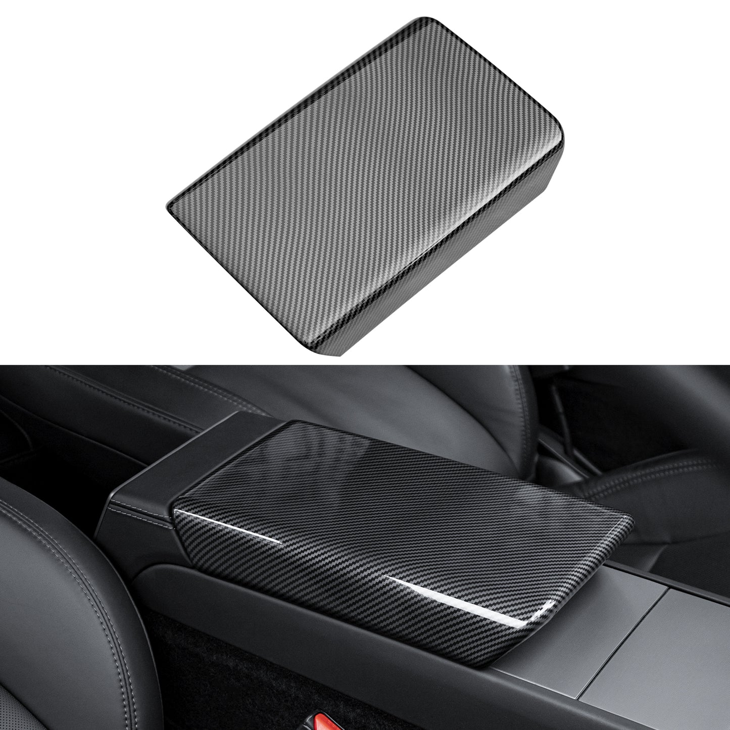 Center Console Lid Cover ABS Armrest Box Cover compatible with 2024 Tesla Model 3 Highland Accessories