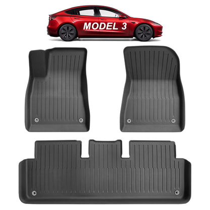 3D Full TPE Floor Liner All-Weather Floor Mat for Tesla Model 3 2021-2024 Accessories(5 Seats)