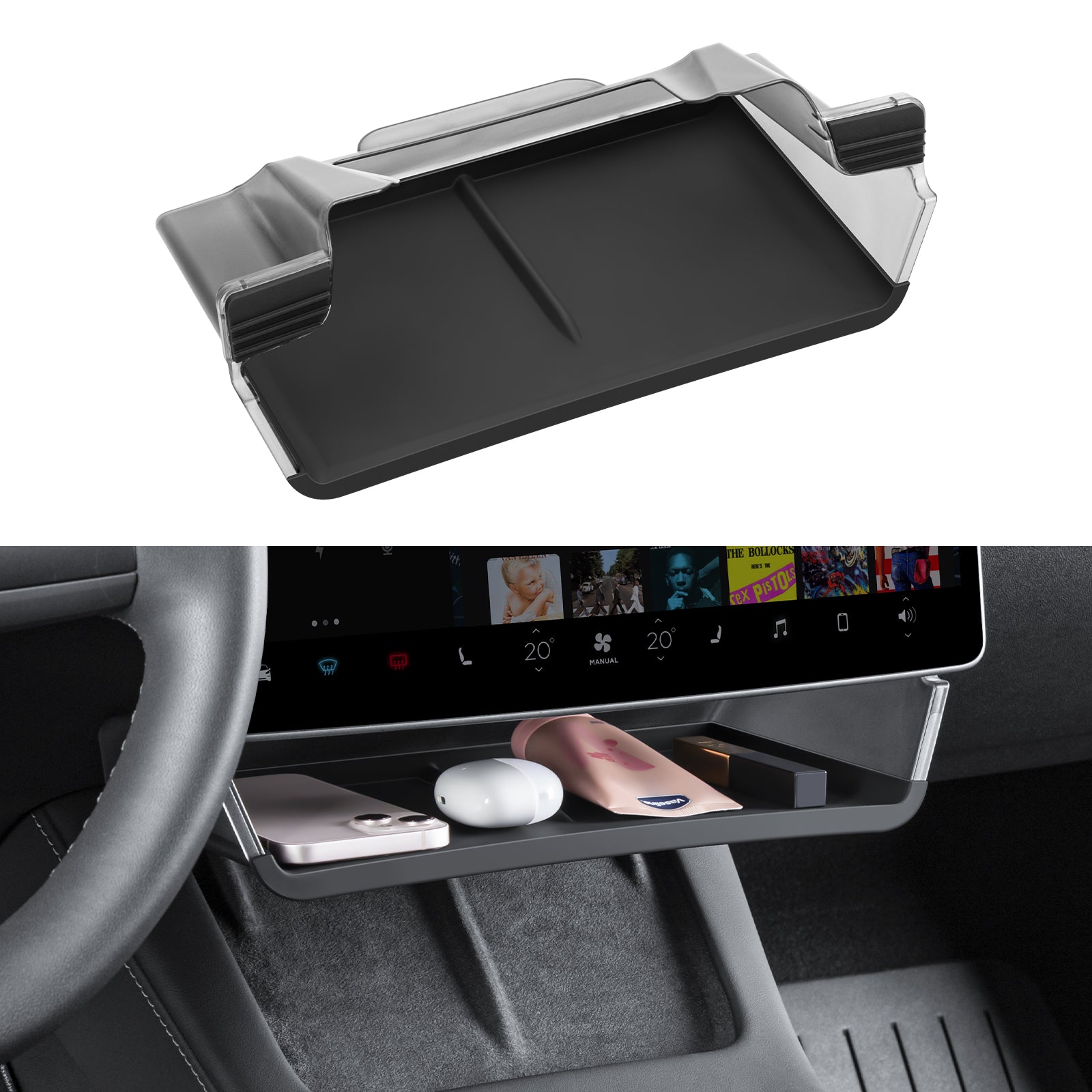 Tesla 3 Rear Screen Storage Rack Upgrade Under Screen Storage Box for 2021-2023 Tesla Model 3 and 2021 ...