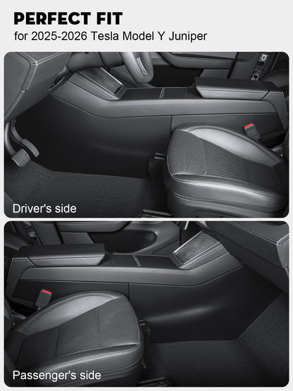 4PCS Center Console Side Anti-Kick Mats for Tesla Model Y 2025-2026 Juniper Waterproof & Dust Resistant Protector Cover