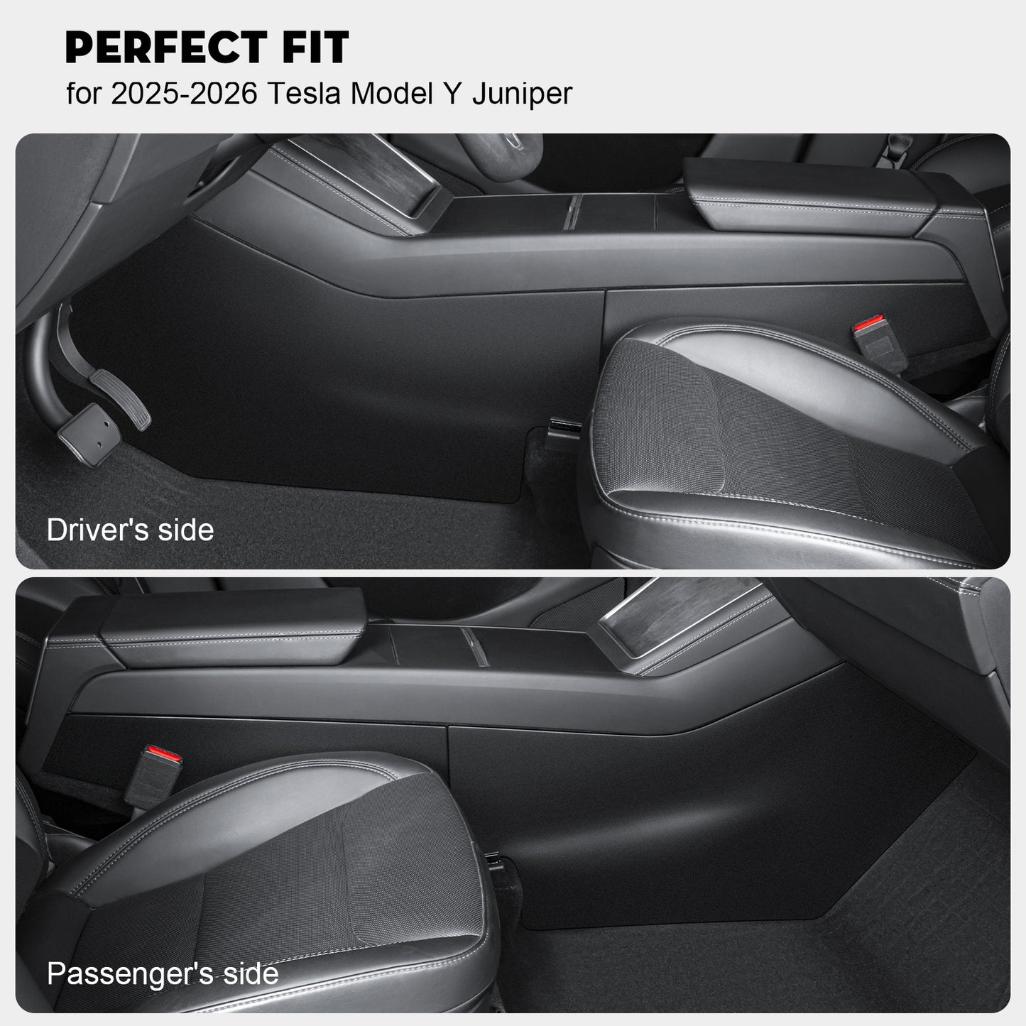 4PCS Center Console Side Anti-Kick Mats for Tesla Model Y 2025-2026 Juniper Waterproof & Dust Resistant Protector Cover
