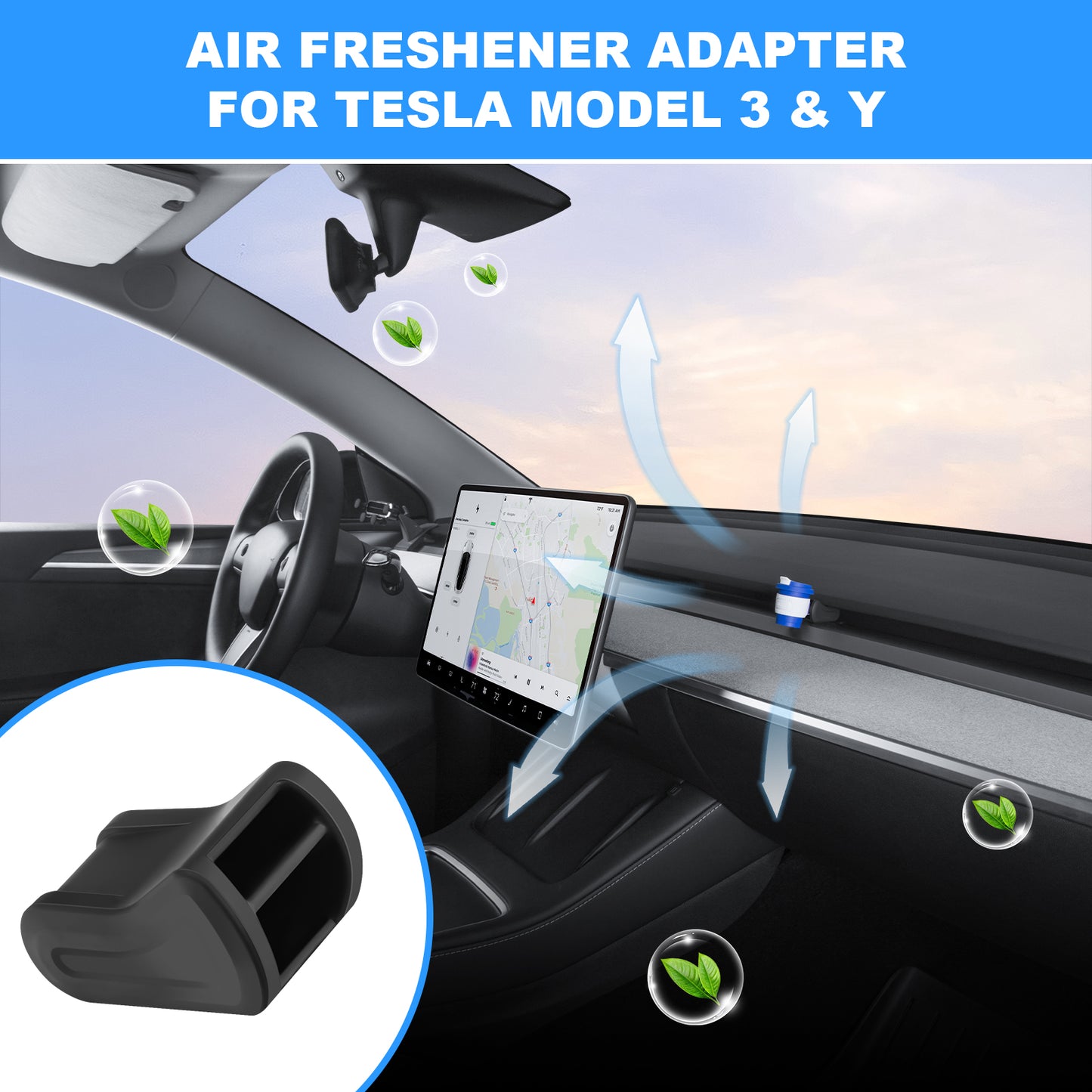 2 Pack Car Air Freshener Adapter Air Outlet Aromatherapy Clip Compatible with 2017-2024 Tesla Model 3&Y Accessories(Air Freshener not Included)