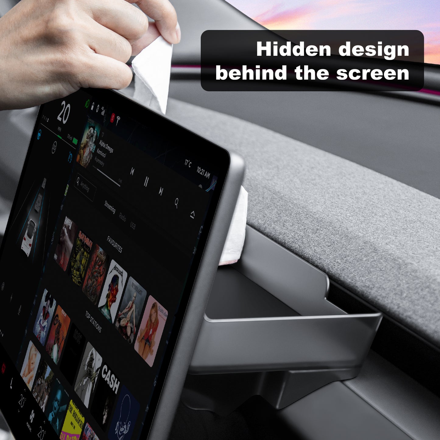 Upgrade Behind Screen Storage Box for 2024-2025 Tesla Model 3 Highland Accessories