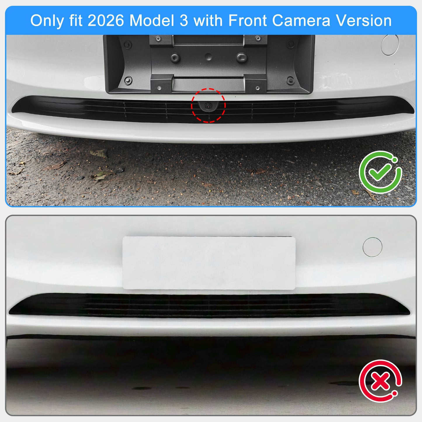 Grille Mesh Inserts for New 2026 Tesla Model 3 Highland with Front Camera Version Front Air Inlet Vent Grille Cover Replacement for Tesla Model 3 2026 Accessories (Not Fit Model 3 Performance)