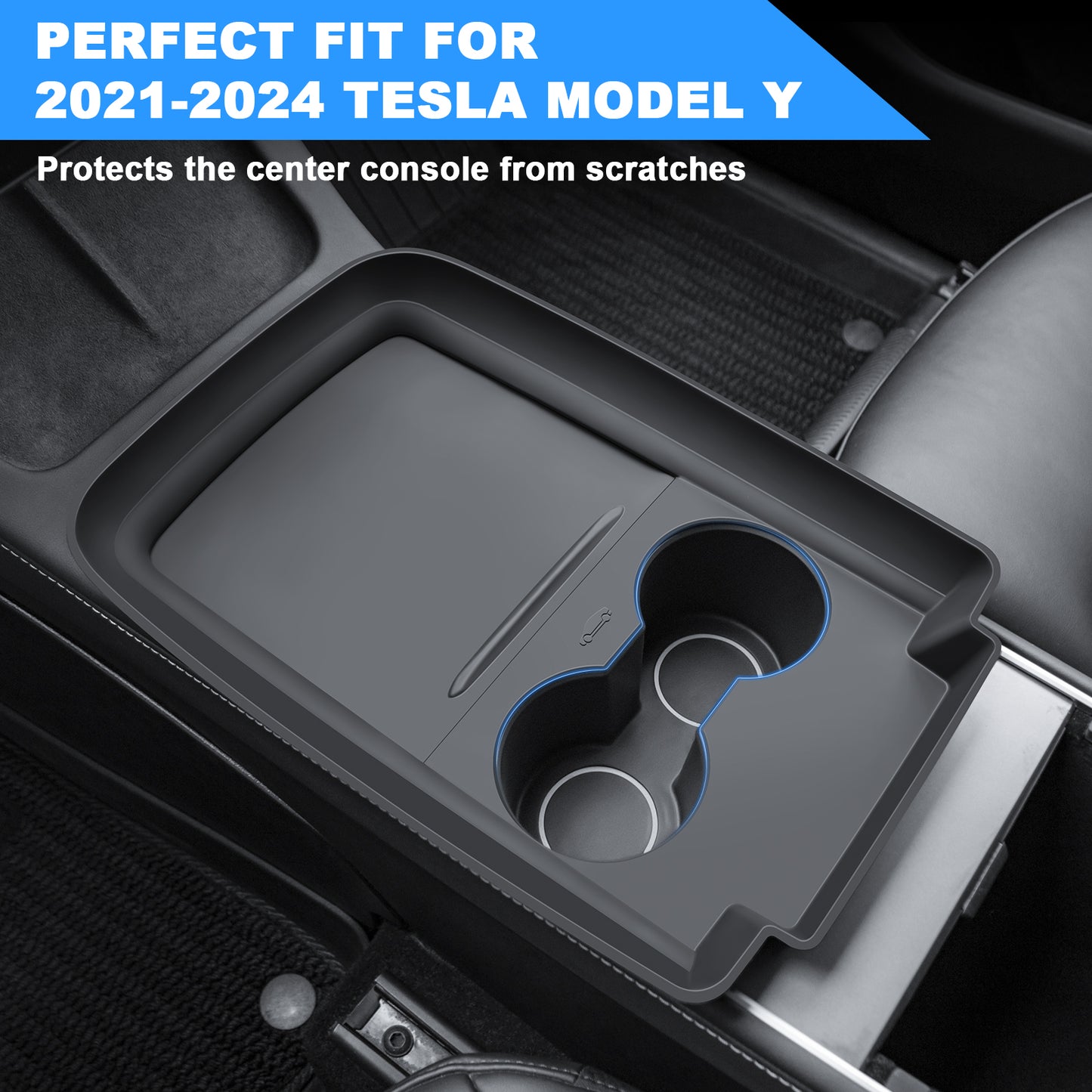 Center Console Wrap Cover Organizer Tray Compatible with Tesla 2021-2024 Model Y Interior Accessories