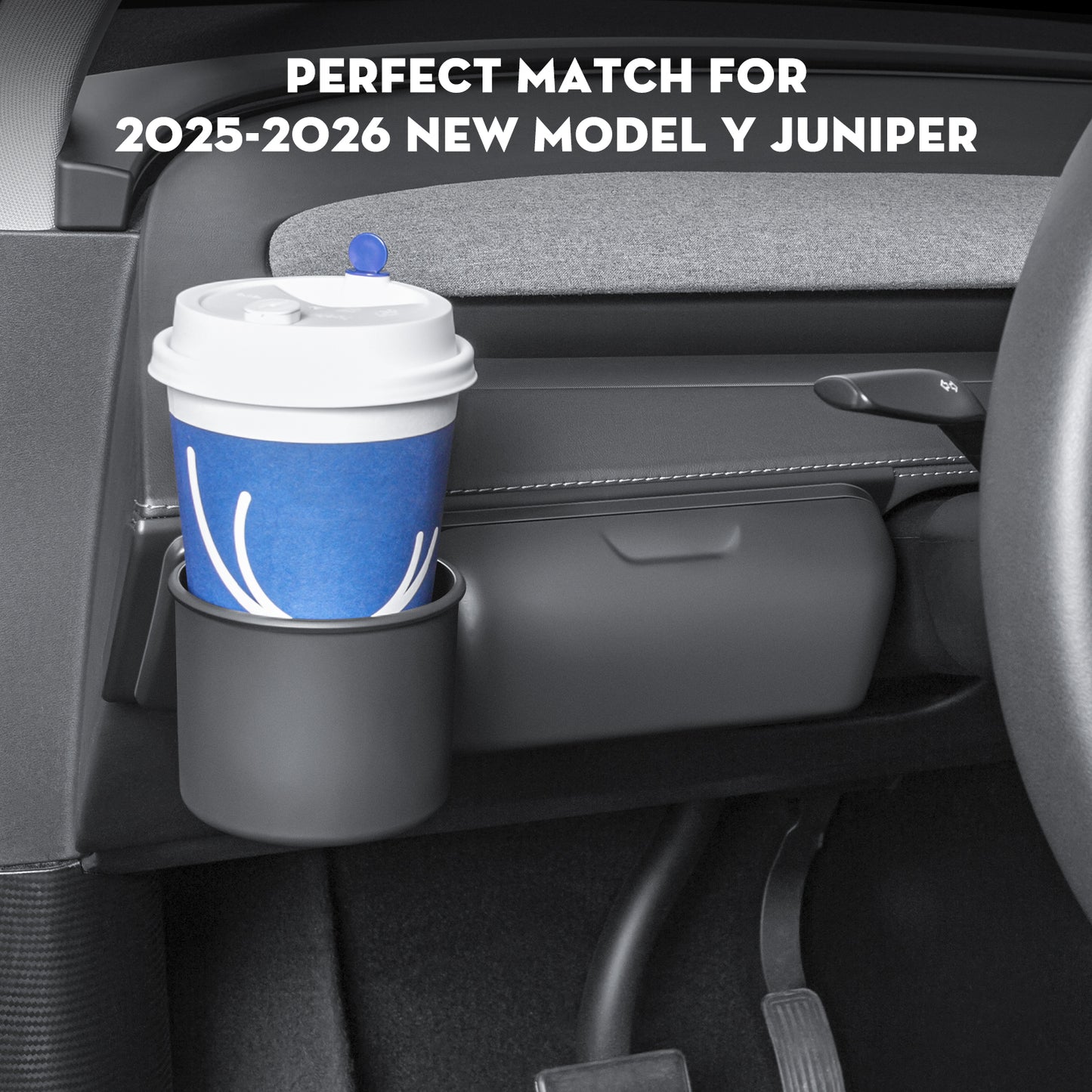 2 in 1 Sunglasses Holder Eyeglass Storage Box Dashboard Organizer with Cup Holder for 2025-2026 Tesla Model Y Juniper Interior Accessories