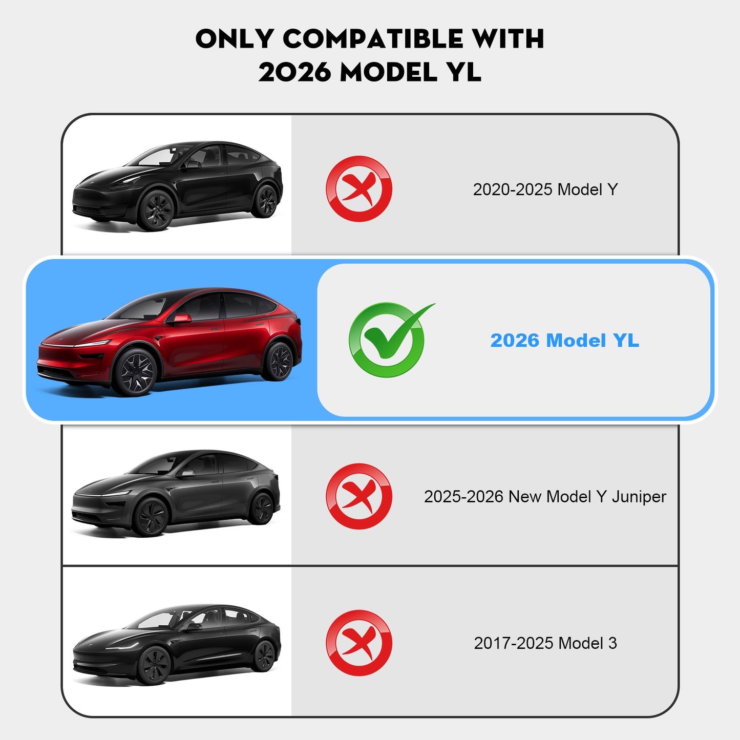 4PCS Seat Slide Rail Pad Cover Protectors for Tesla Model YL Accessories 2026
