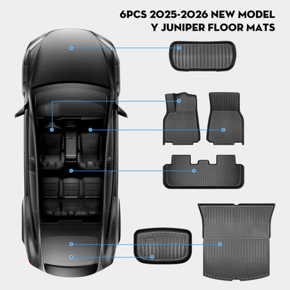 6PCS Floor Mats for Tesla New Model Y Juniper 2025-2026 5-Seater Accessories