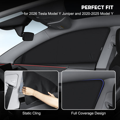 4PCS Window Shades for New Tesla Model Y Juniper 2026 [Static Cling] Sun Protection Side Window Sunhades Shield Privacy Covers for Tesla Model Y 2020-2026 Accessories