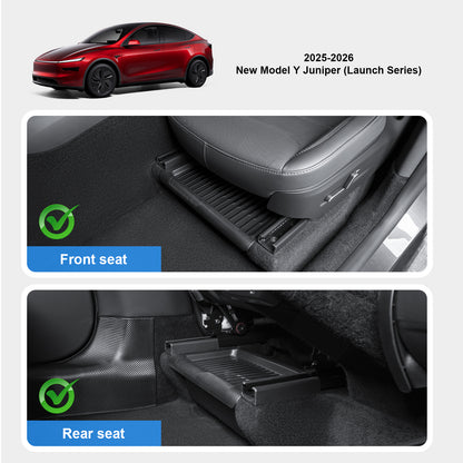 2PCS 2025-2026 Model Y Juniper Under Seat Storage Box,Hidden Organizer Tray Underseat Bins with Lid Cover