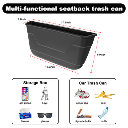 Seat Back Organizer Durable TPE Storage Pocket Backseat Trash Can Container for Tesla Model 3 2017-2023 and 2021-2024 Model Y