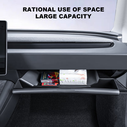 Compatible with Tesla Model 3 Highland 2024 Glove Box Storage Box Drawer Organizer Interior Accessories TPE Tray