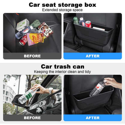 Seat Back Organizer Durable TPE Storage Pocket Backseat Trash Can Container for 2024 Tesla Model 3 Highland