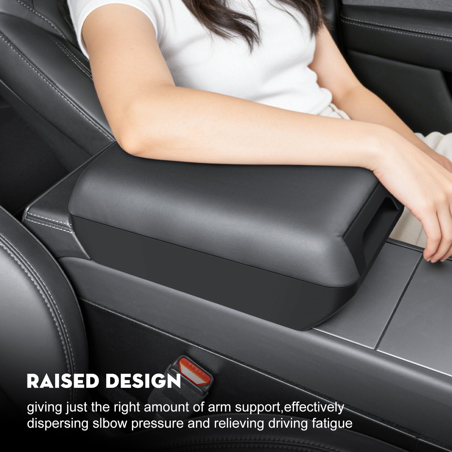 Armrest Box Cover for 2026 Tesla Model Y Juniper [Elevated] Soft PU Leather Center Console Armrest Cover Cushion for 2025-2026 New Model Y & 2024-2026 Model 3 (Standard, Premium & Performance)