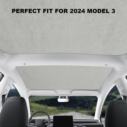 Upgrade Suede Roof Sun Shade for 2024 Tesla Model 3 Highland Accessories