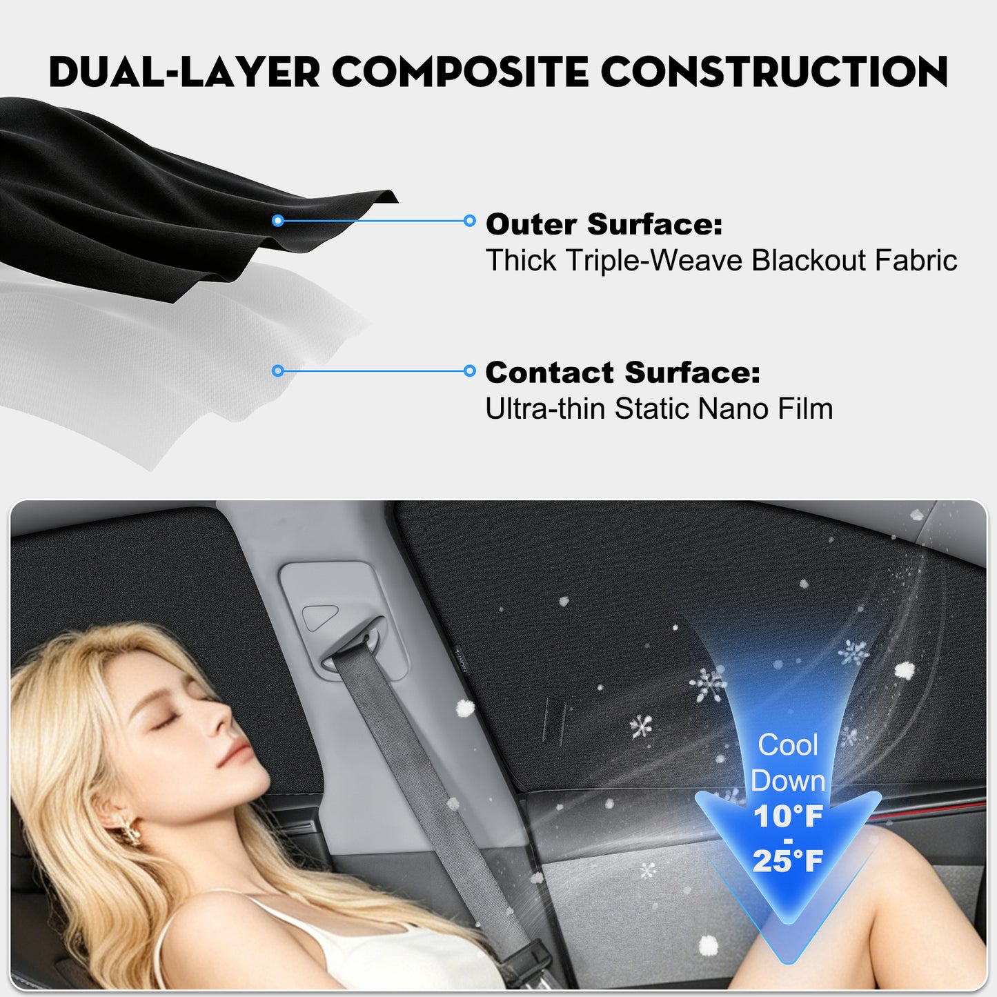 4PCS Window Shades for New Tesla Model Y Juniper 2026 [Static Cling] Sun Protection Side Window Sunhades Shield Privacy Covers for Tesla Model Y 2020-2026 Accessories
