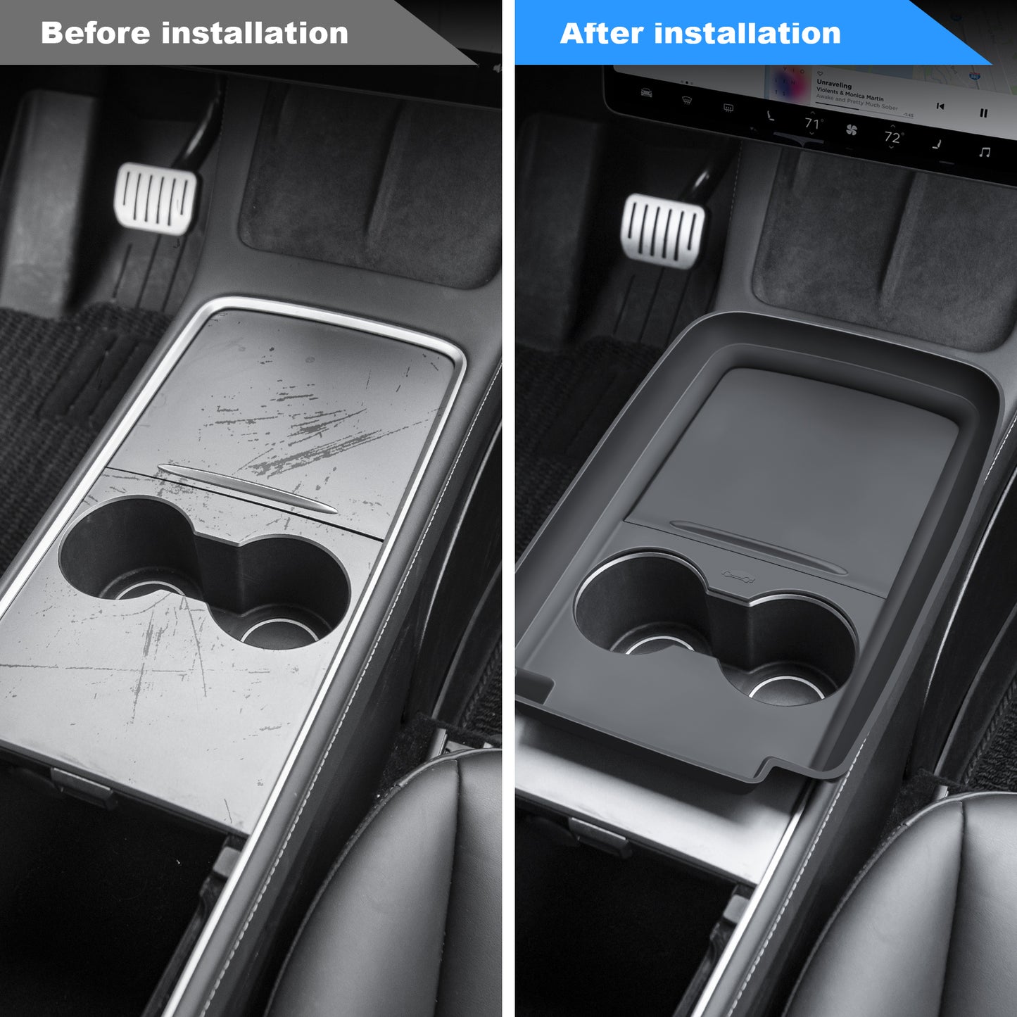 Center Console Wrap Cover Organizer Tray Compatible with Tesla 2021-2024 Model Y Interior Accessories