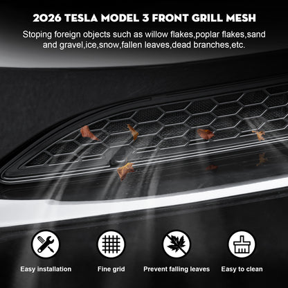 Grille Mesh Inserts for New 2026 Tesla Model 3 Highland with Front Camera Version Front Air Inlet Vent Grille Cover Replacement for Tesla Model 3 2026 Accessories (Not Fit Model 3 Performance)