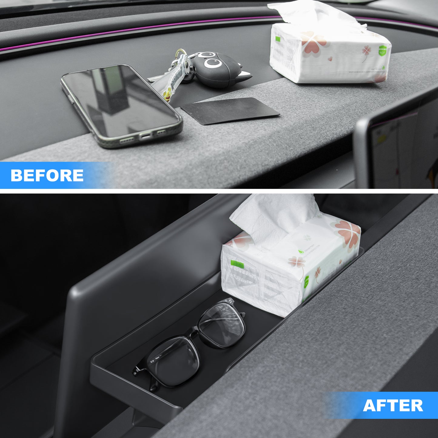 Upgrade Behind Screen Storage Box for 2024-2025 Tesla Model 3 Highland Accessories
