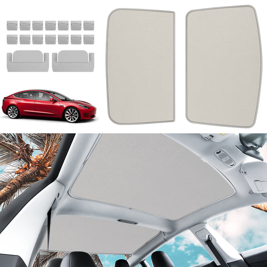 Roof Sun Shade for 2017-2020 Tesla Model 3 Accessories(Brilliant Suede)