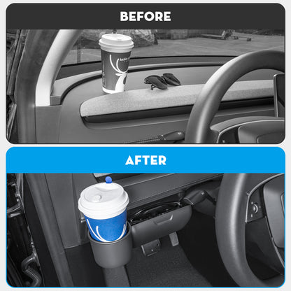2 in 1 Sunglasses Holder Eyeglass Storage Box Dashboard Organizer with Cup Holder for 2025-2026 Tesla Model Y Juniper Interior Accessories