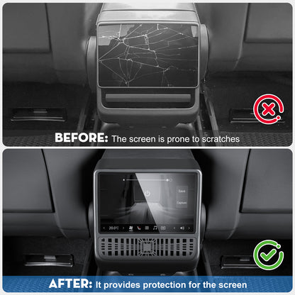 KUNIST Rear Air Vent Cover with Tempered Glass Screen Protector for Tesla Model Y Juniper 2026,[2 in 1] Center Console Backseat Air Vent Trim Compatible with 2025-2026 New Model Y and 2024-2026 Model 3 Highland Accessories