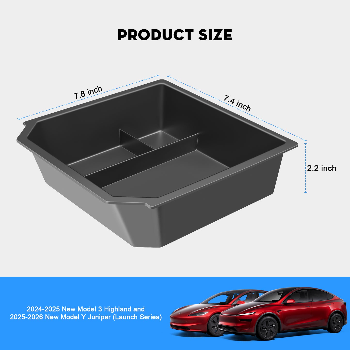 Center Console Organizer Storage Box for 2024-2025 Tesla Model 3 Highland and 2025-2026 New Model Y Juniper Accessories