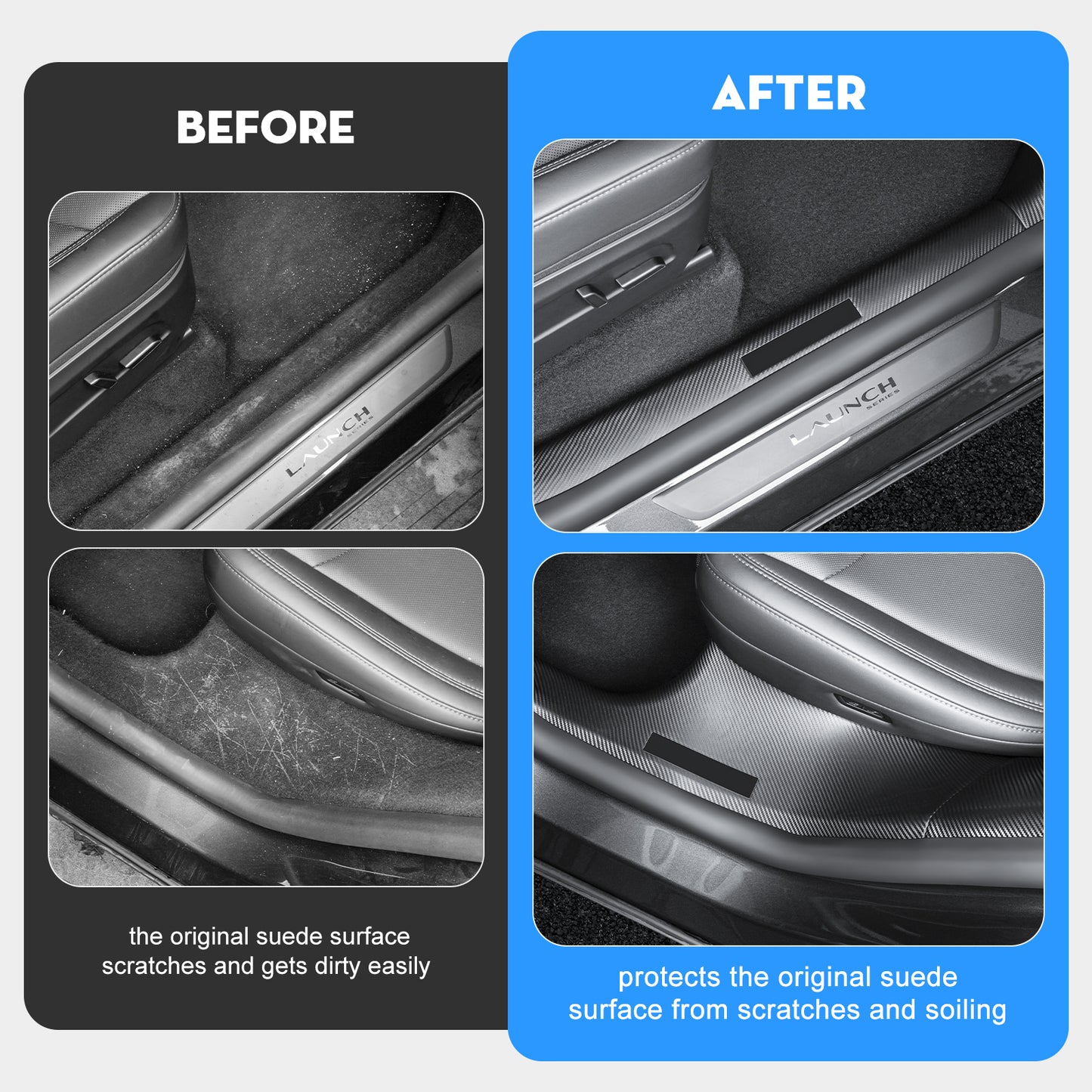 8PCS Door Sill Protector Door Sill Guards Door Entry Guard Anti-Kick Full Protect Door Entry Cover 2025-2026 Model Y Juniper Interior Accessories