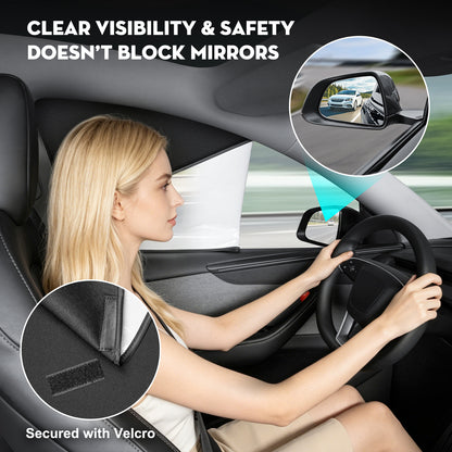 4PCS Window Shades for New Tesla Model Y Juniper 2026 [Static Cling] Sun Protection Side Window Sunhades Shield Privacy Covers for Tesla Model Y 2020-2026 Accessories