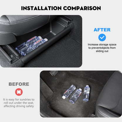 2PCS 2025-2026 Model Y Juniper Under Seat Storage Box,Hidden Organizer Tray Underseat Bins with Lid Cover