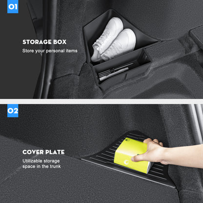 2PCS Rear Trunk Storage Bins with Lids for Tesla 2025-2026 New Model Y Juniper 5 Seater Accessories
