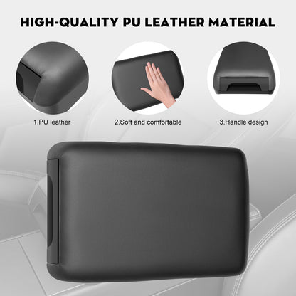 Armrest Box Cover for 2026 Tesla Model Y Juniper [Elevated] Soft PU Leather Center Console Armrest Cover Cushion for 2025-2026 New Model Y & 2024-2026 Model 3 (Standard, Premium & Performance)