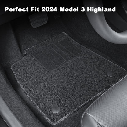 All-Weather TPE Floor Liner Menis Carpeted Mat Compatible for 2024 Tesla Model 3 Highland