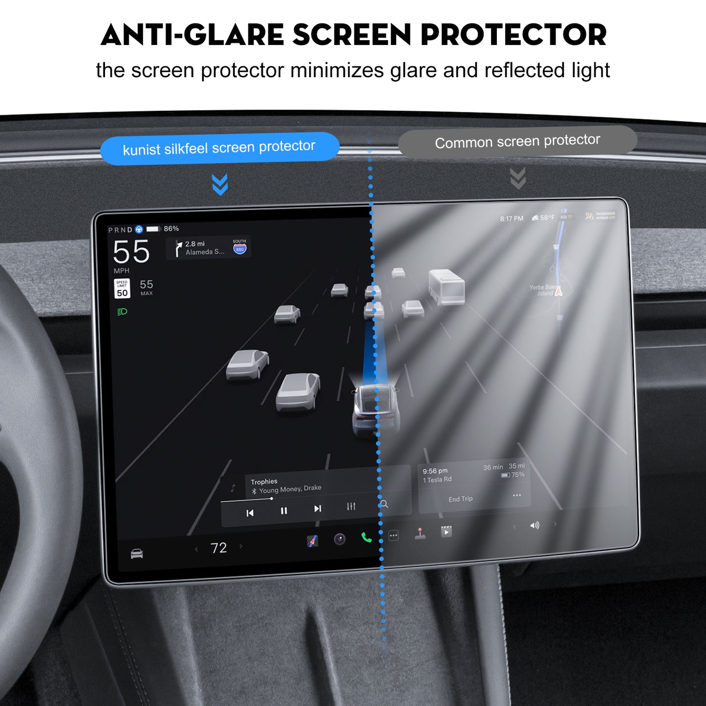 Screen Protector HD Tempered Glass Film for 2024-2025 Model 3 Highland and 2025 New Model Y Juniper (Launch Series) Accessories