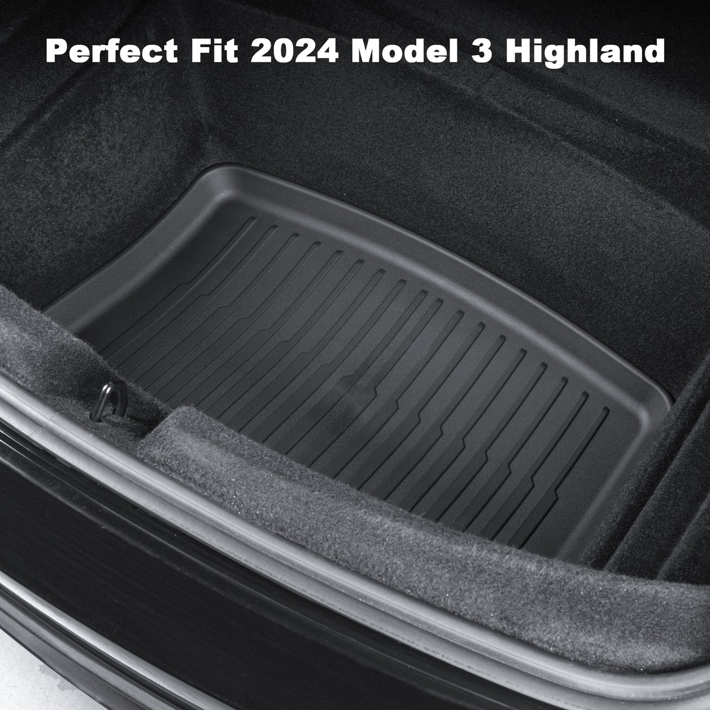 Rear Trunk Mat TPE Cargo Liner for 2024 Tesla Model 3 Highland Accessories