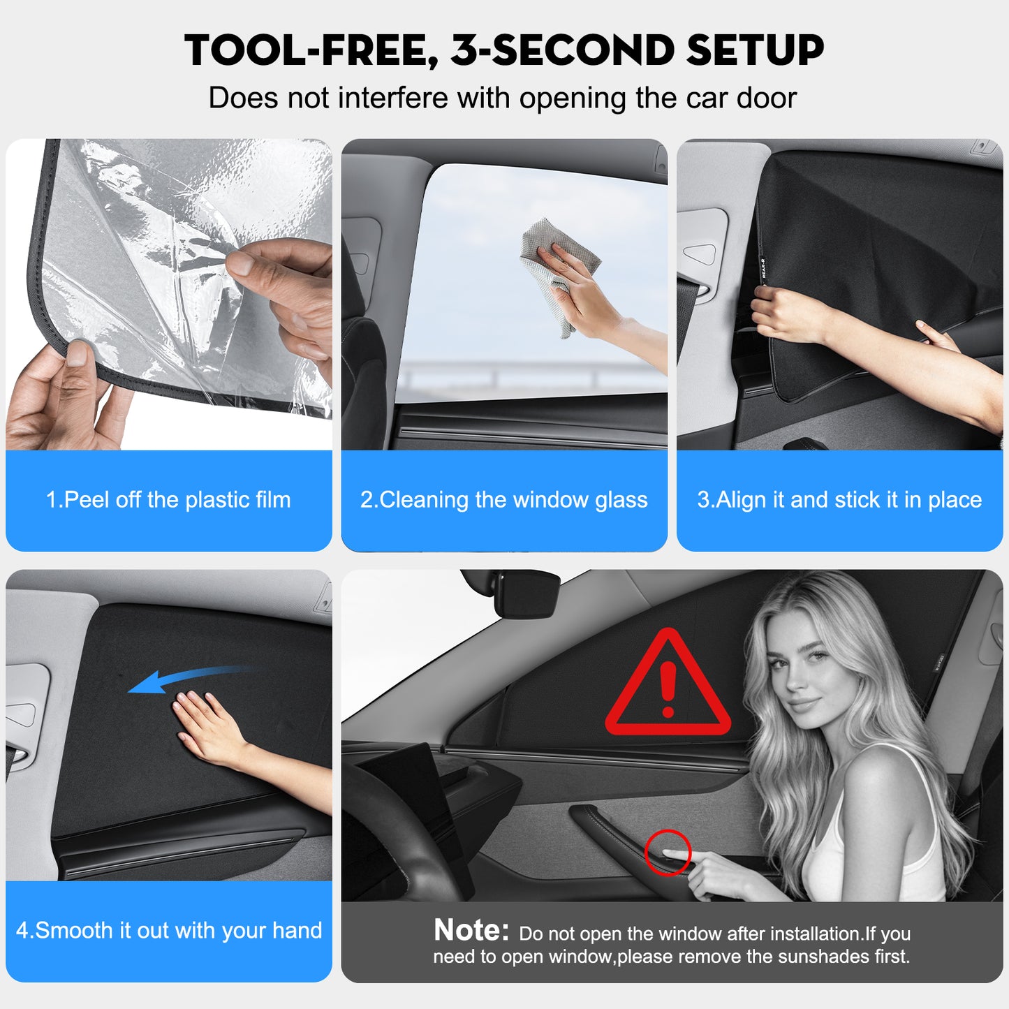 4PCS Window Shades for New Tesla Model Y Juniper 2026 [Static Cling] Sun Protection Side Window Sunhades Shield Privacy Covers for Tesla Model Y 2020-2026 Accessories
