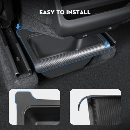 Backseat Trash Can Organizer TPE Storage Box with Anti-Slip Lid Cover Underseat Storage Tray for 2025-2026 Tesla Model Y Juniper Accessories
