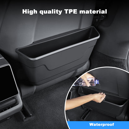 Seat Back Organizer Durable TPE Storage Pocket Backseat Trash Can Container for 2024 Tesla Model 3 Highland